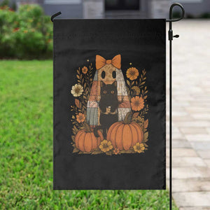 Halloween Vintage Patchwork Ghost Holding Black Cat Groovy Floral Garden Flag TS11 Print Your Wear