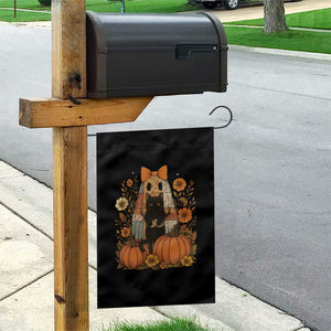Halloween Vintage Patchwork Ghost Holding Black Cat Groovy Floral Garden Flag TS11 Print Your Wear