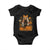 Halloween Vintage Patchwork Ghost Holding Black Cat Groovy Floral Baby Onesie TS11 Black Print Your Wear