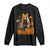 Halloween Vintage Patchwork Ghost Holding Black Cat Groovy Floral Long Sleeve Shirt TS11 Black Print Your Wear