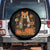 Halloween Vintage Patchwork Ghost Holding Black Cat Groovy Floral Spare Tire Cover TS11 No hole Black Print Your Wear