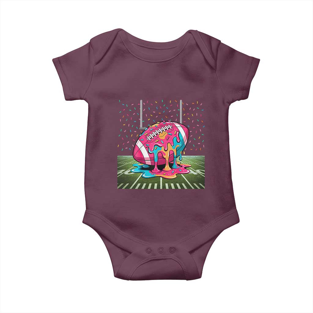 American Football Sprinkles Ice Cream Drip Field Goal Baby Onesie TS11 Maroon Print Your Wear