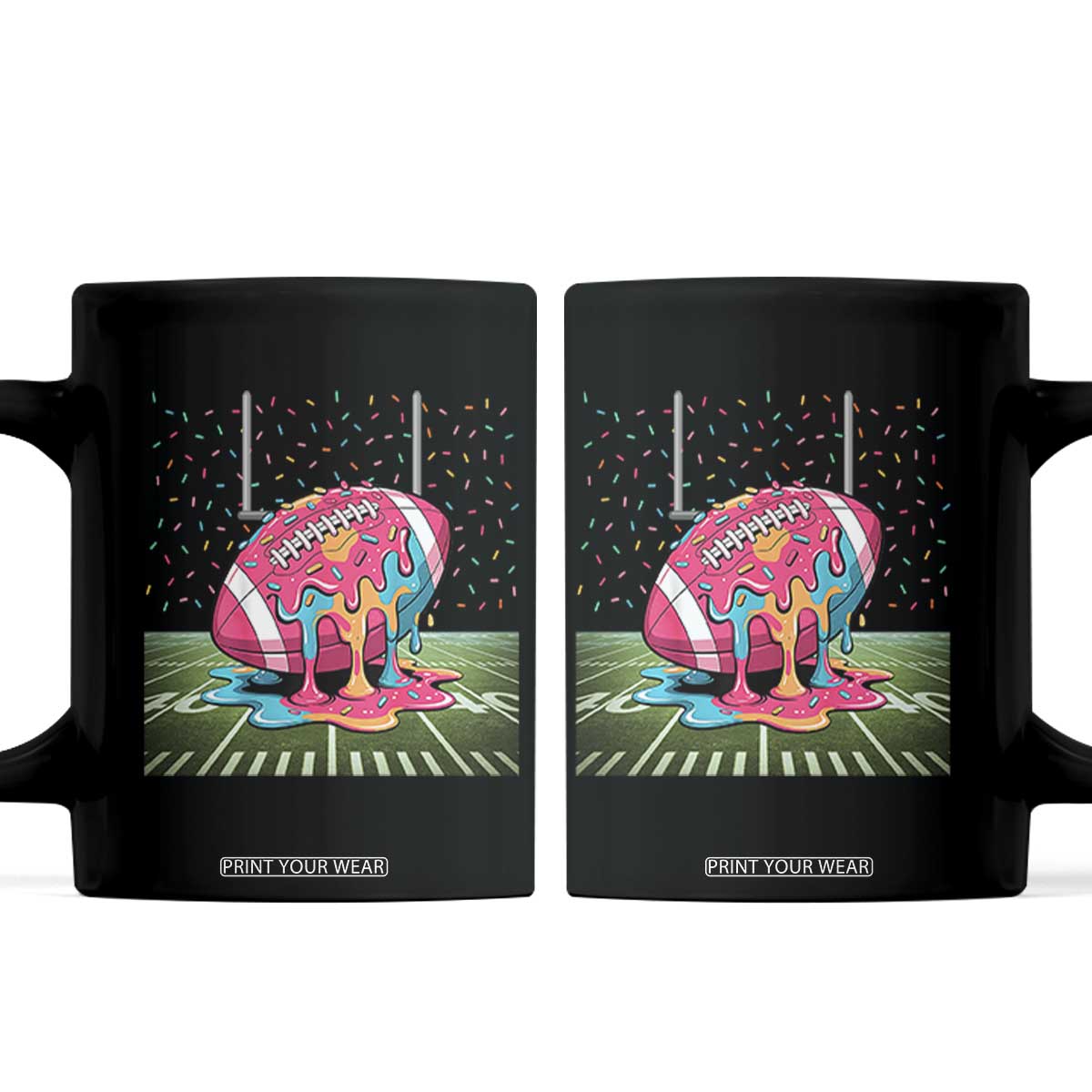 American Football Sprinkles Ice Cream Drip Field Goal Coffee Mug - Print Your Wear