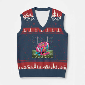 American Football Sprinkles Ice Cream Drip Field Goal V-Neck Knit Sweater Vest - Print Your Wear