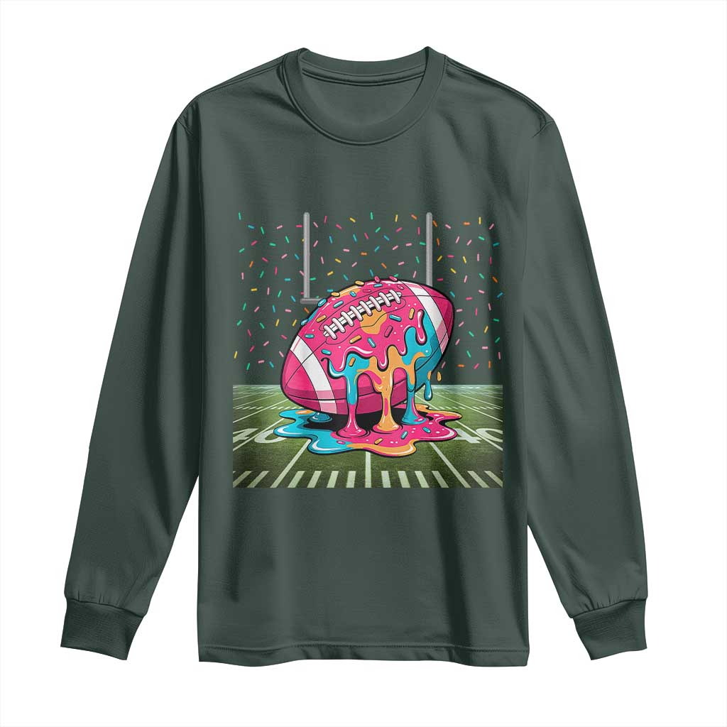 American Football Sprinkles Ice Cream Drip Field Goal Long Sleeve Shirt TS11 Dark Forest Green Print Your Wear