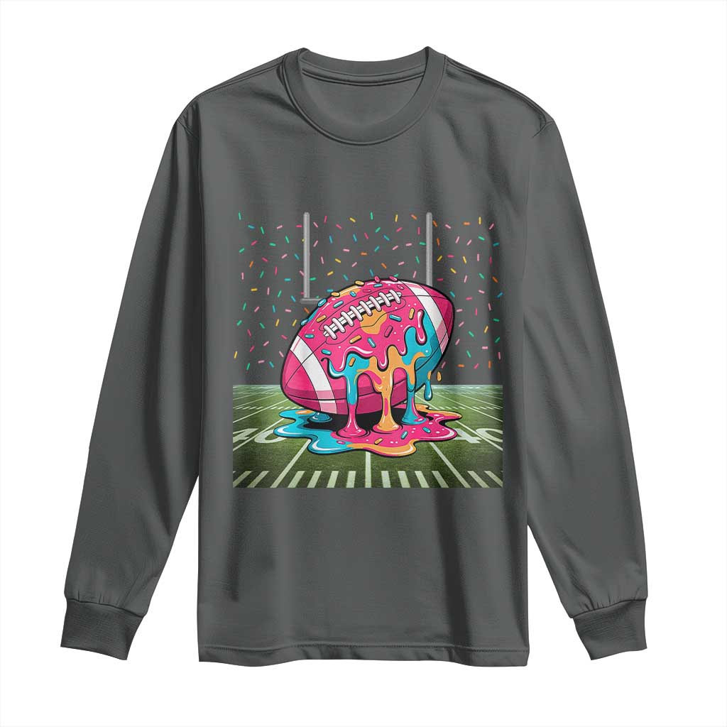 American Football Sprinkles Ice Cream Drip Field Goal Long Sleeve Shirt TS11 Dark Heather Print Your Wear