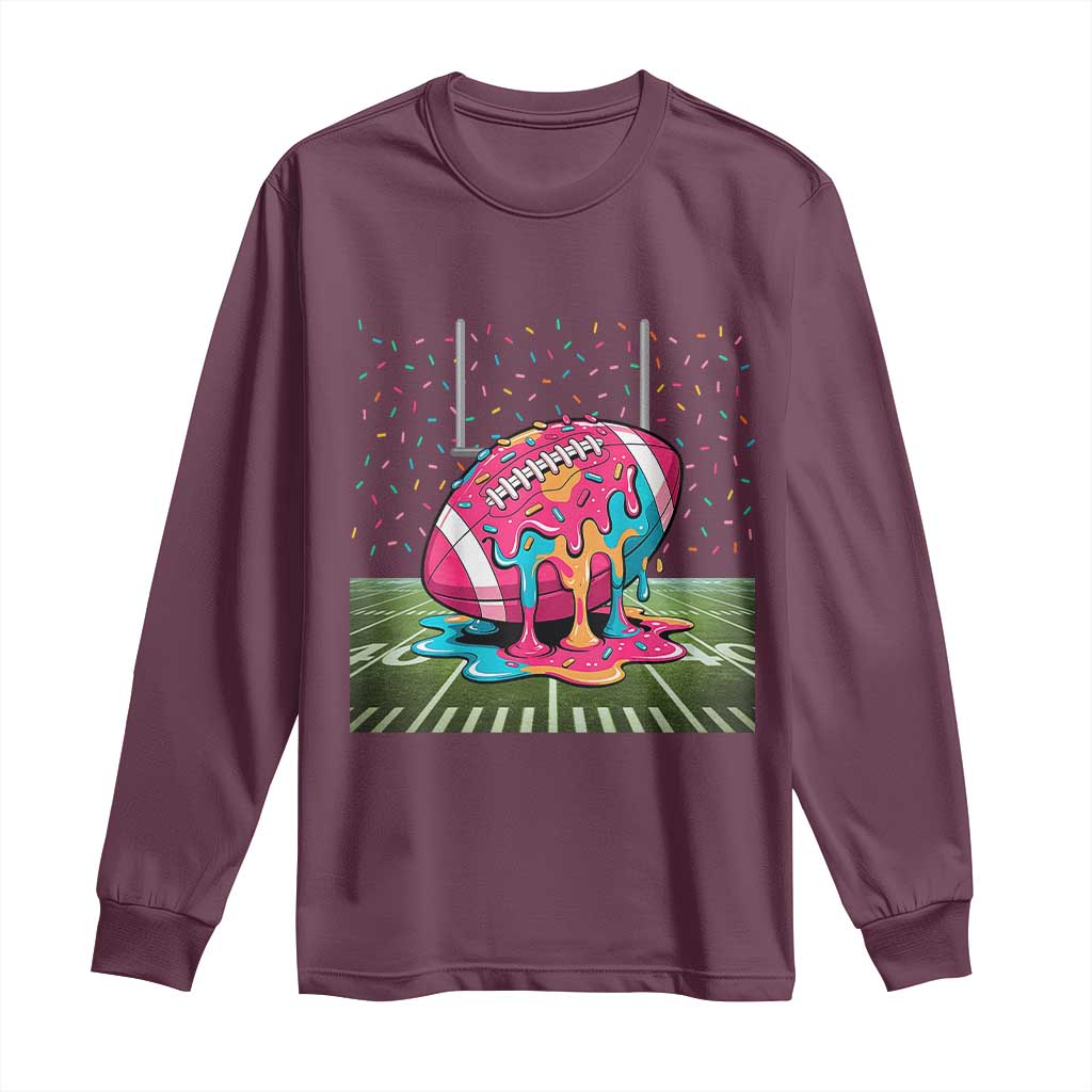 American Football Sprinkles Ice Cream Drip Field Goal Long Sleeve Shirt TS11 Maroon Print Your Wear