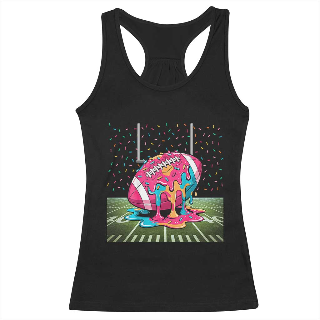 American Football Sprinkles Ice Cream Drip Field Goal Racerback Tank Top - Print Your Wear