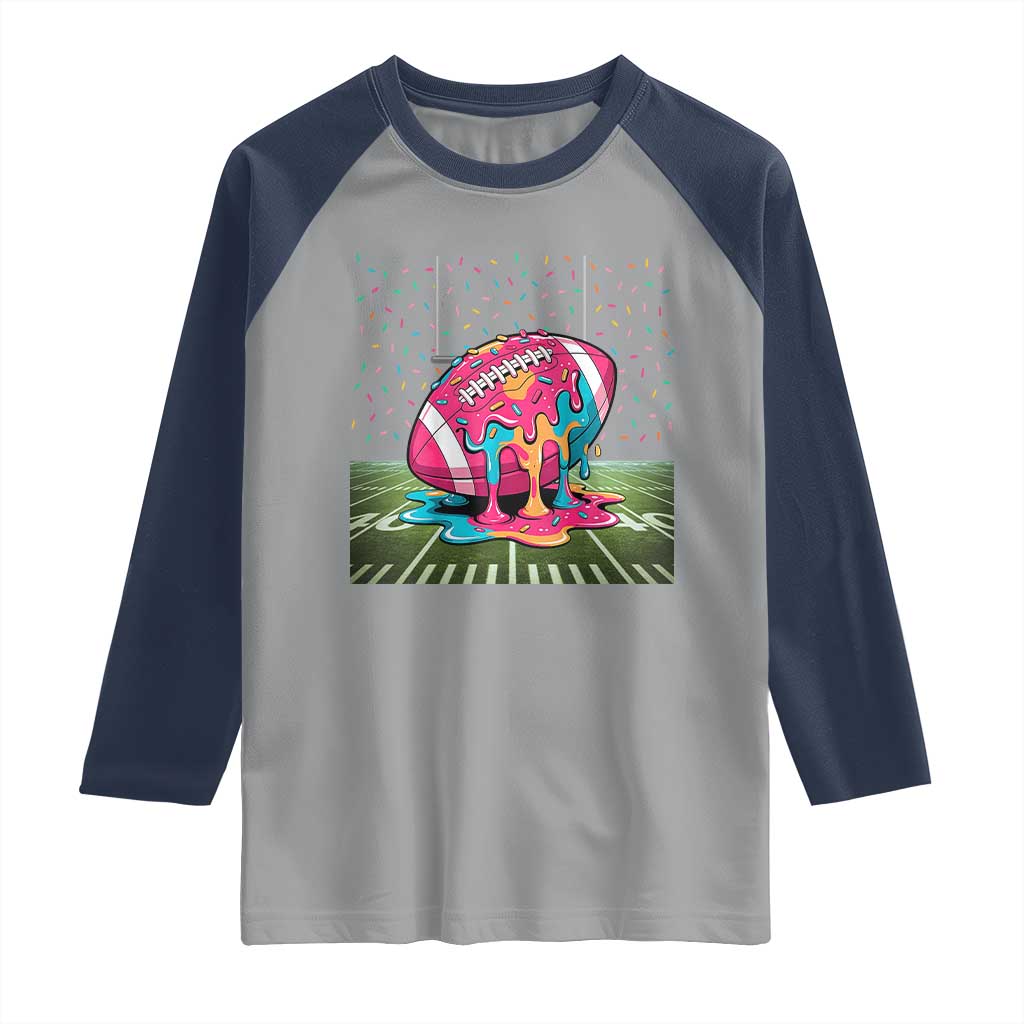 American Football Sprinkles Ice Cream Drip Field Goal Raglan Shirt TS11 Sport Gray Navy Print Your Wear