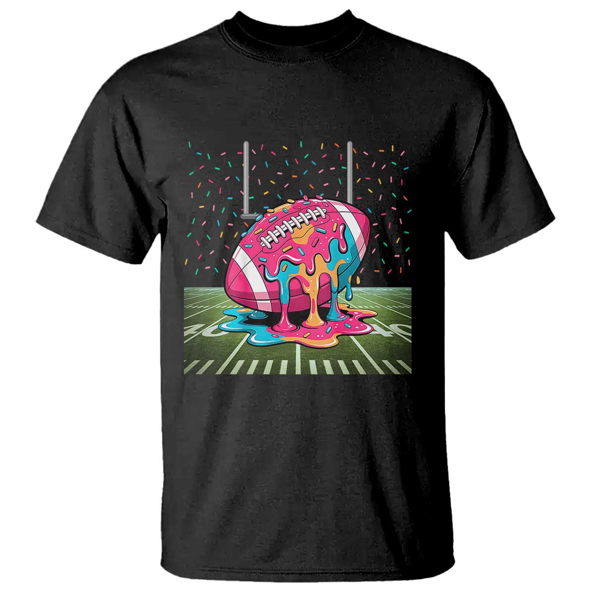 American Football Sprinkles Ice Cream Drip Field Goal T Shirt TS11 Black Print Your Wear