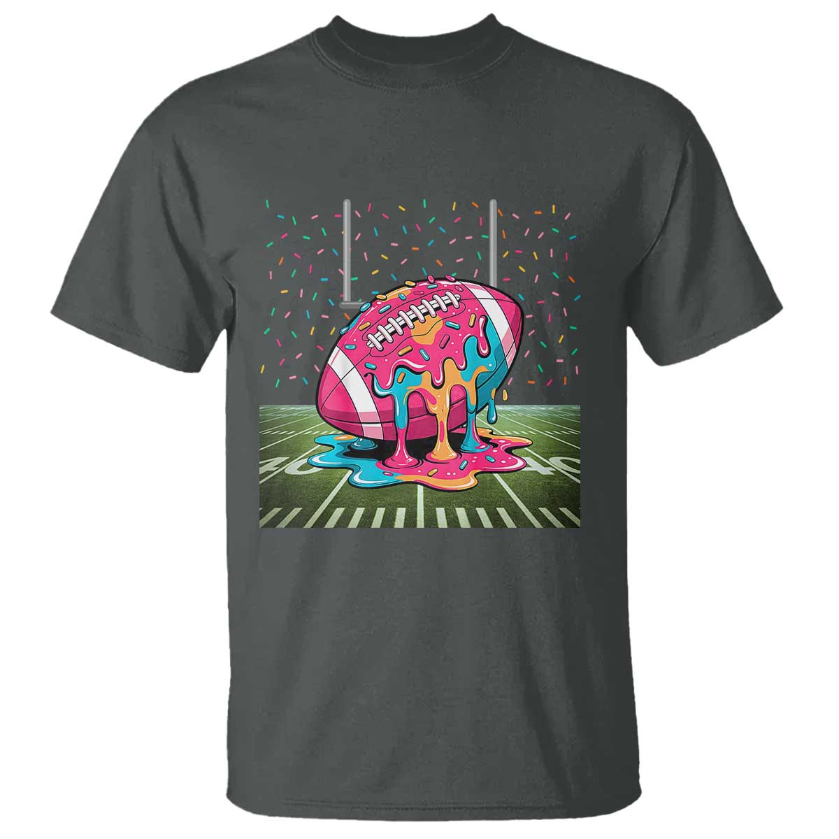American Football Sprinkles Ice Cream Drip Field Goal T Shirt TS11 Dark Heather Print Your Wear