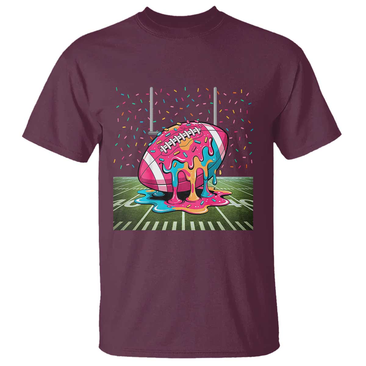 American Football Sprinkles Ice Cream Drip Field Goal T Shirt TS11 Maroon Print Your Wear