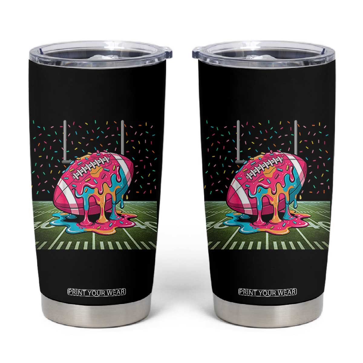 American Football Sprinkles Ice Cream Drip Field Goal Tumbler Cup - Print Your Wear