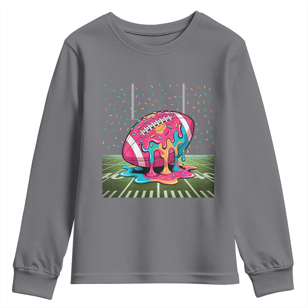 American Football Sprinkles Ice Cream Drip Field Goal Youth Sweatshirt TS11 Charcoal Print Your Wear