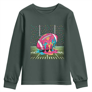American Football Sprinkles Ice Cream Drip Field Goal Youth Sweatshirt TS11 Dark Forest Green Print Your Wear