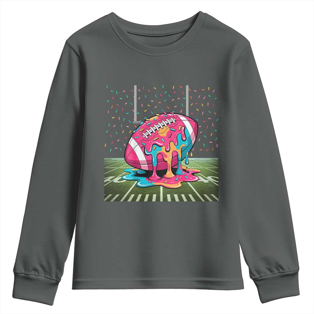 American Football Sprinkles Ice Cream Drip Field Goal Youth Sweatshirt TS11 Dark Heather Print Your Wear