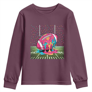 American Football Sprinkles Ice Cream Drip Field Goal Youth Sweatshirt TS11 Maroon Print Your Wear