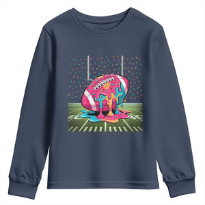 American Football Sprinkles Ice Cream Drip Field Goal Youth Sweatshirt TS11 Navy Print Your Wear