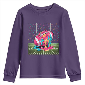 American Football Sprinkles Ice Cream Drip Field Goal Youth Sweatshirt TS11 Purple Print Your Wear