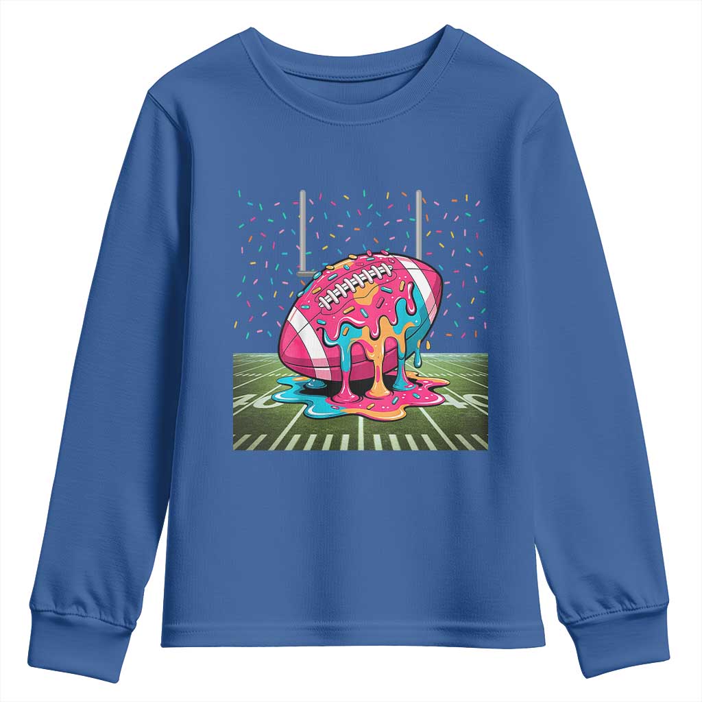American Football Sprinkles Ice Cream Drip Field Goal Youth Sweatshirt TS11 Royal Blue Print Your Wear