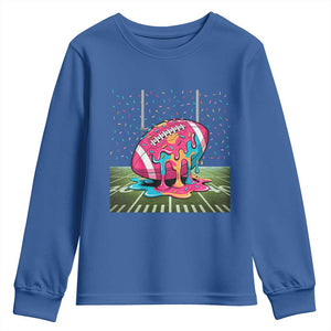 American Football Sprinkles Ice Cream Drip Field Goal Youth Sweatshirt TS11 Royal Blue Print Your Wear