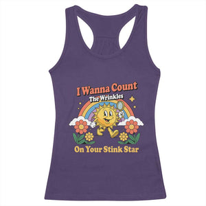 Funny I Wanna Count The Wrinkles On Your Stink Star Racerback Tank Top Adult Humor TS11 Purple Print Your Wear