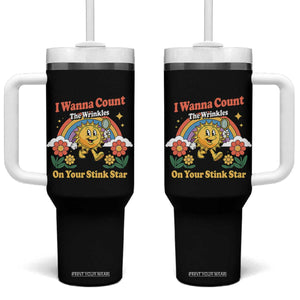 Funny I Wanna Count The Wrinkles On Your Stink Star Tumbler With Handle Adult Humor TS11 One Size: 40 oz Black Print Your Wear
