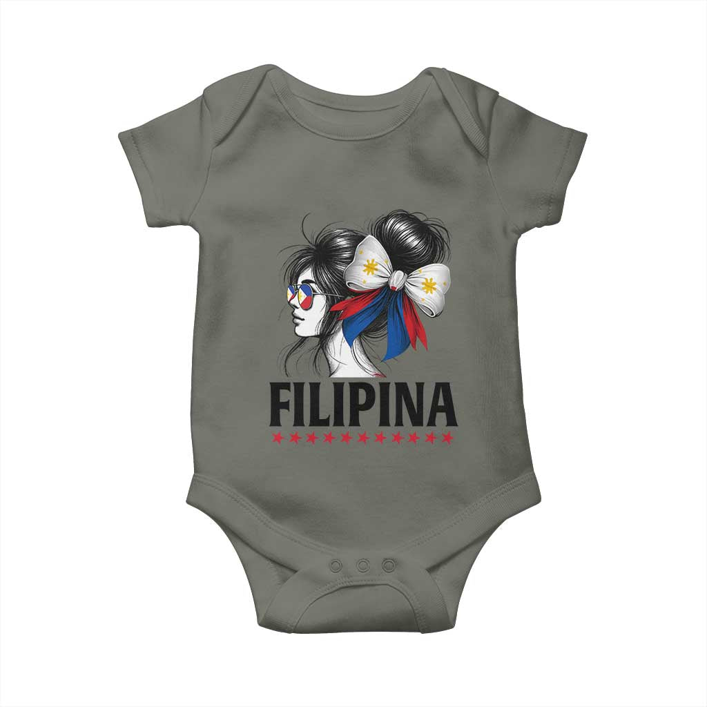 Filipina Girl Philippines Flag Proud Pinay Baby Onesie TS11 Military Green Print Your Wear