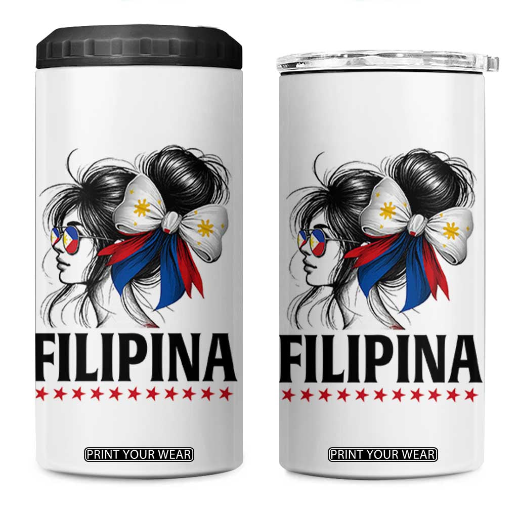 Filipina Girl Philippines Flag Proud Pinay 4 in 1 Can Cooler Tumbler TS11 One Size: 16 oz White Print Your Wear