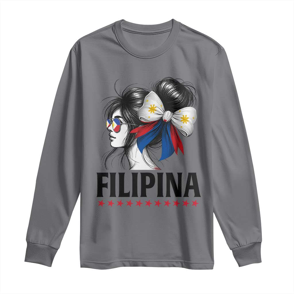 Filipina Girl Philippines Flag Proud Pinay Long Sleeve Shirt TS11 Charcoal Print Your Wear