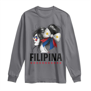 Filipina Girl Philippines Flag Proud Pinay Long Sleeve Shirt TS11 Charcoal Print Your Wear