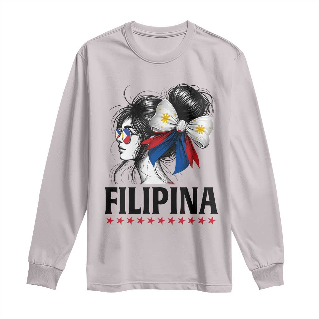 Filipina Girl Philippines Flag Proud Pinay Long Sleeve Shirt TS11 Ice Gray Print Your Wear