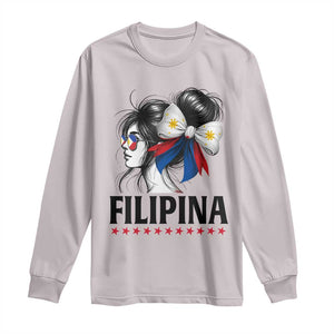 Filipina Girl Philippines Flag Proud Pinay Long Sleeve Shirt TS11 Ice Gray Print Your Wear