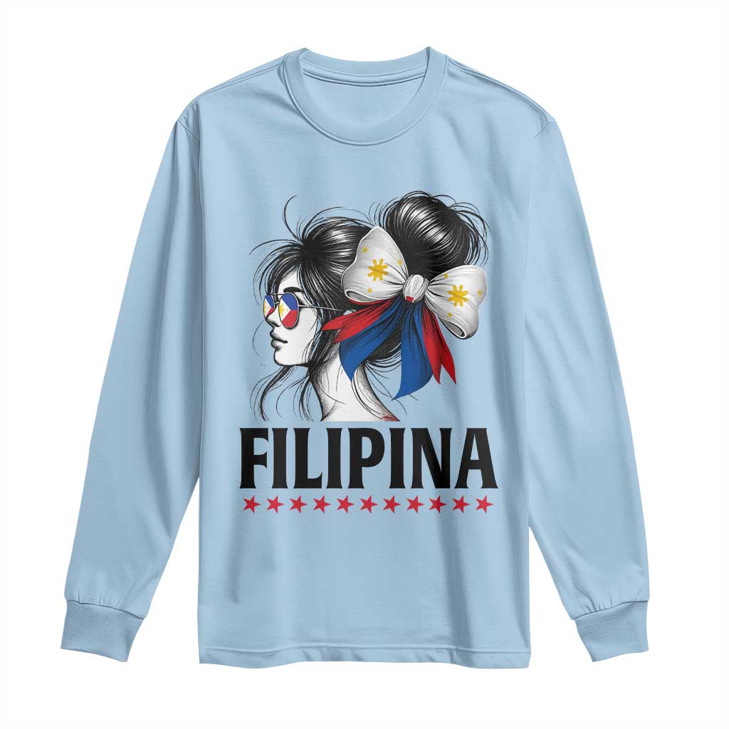Filipina Girl Philippines Flag Proud Pinay Long Sleeve Shirt TS11 Light Blue Print Your Wear