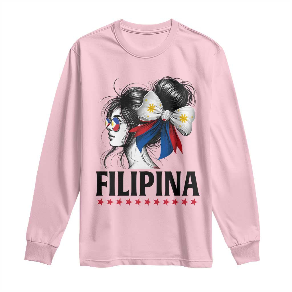 Filipina Girl Philippines Flag Proud Pinay Long Sleeve Shirt TS11 Light Pink Print Your Wear