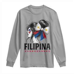 Filipina Girl Philippines Flag Proud Pinay Long Sleeve Shirt TS11 Sport Gray Print Your Wear