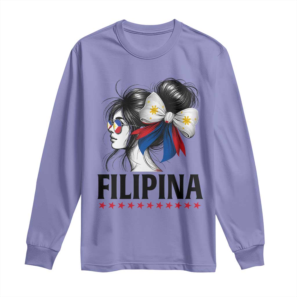 Filipina Girl Philippines Flag Proud Pinay Long Sleeve Shirt TS11 Violet Print Your Wear
