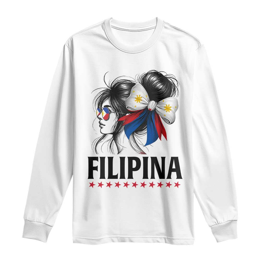 Filipina Girl Philippines Flag Proud Pinay Long Sleeve Shirt TS11 White Print Your Wear