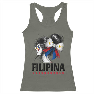 Filipina Girl Philippines Flag Proud Pinay Racerback Tank Top TS11 Military Green Print Your Wear