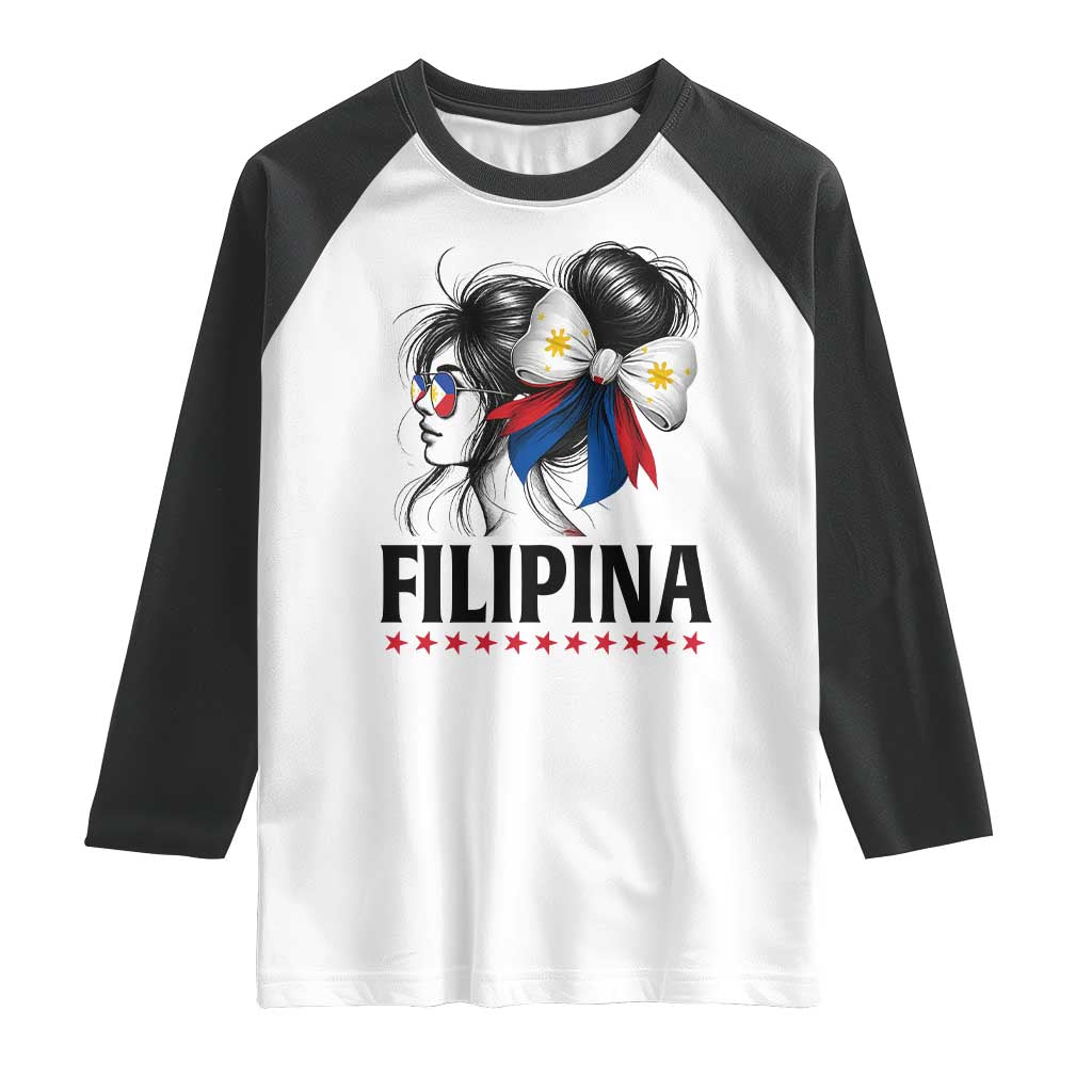Filipina Girl Philippines Flag Proud Pinay Raglan Shirt TS11 White Black Print Your Wear