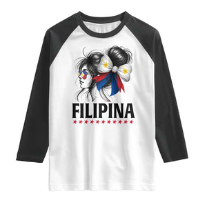 Filipina Girl Philippines Flag Proud Pinay Raglan Shirt TS11 White Black Print Your Wear