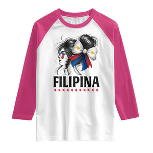 Filipina Girl Philippines Flag Proud Pinay Raglan Shirt TS11 White Heliconia Print Your Wear