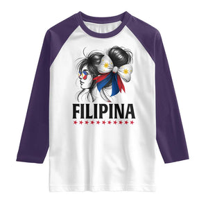 Filipina Girl Philippines Flag Proud Pinay Raglan Shirt TS11 White Purple Print Your Wear