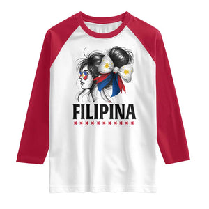 Filipina Girl Philippines Flag Proud Pinay Raglan Shirt TS11 White Red Print Your Wear
