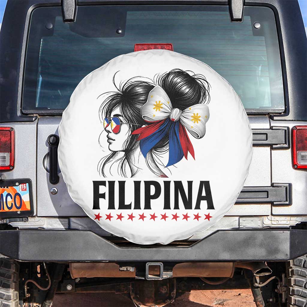 Filipina Girl Philippines Flag Proud Pinay Spare Tire Cover TS11 No hole White Print Your Wear