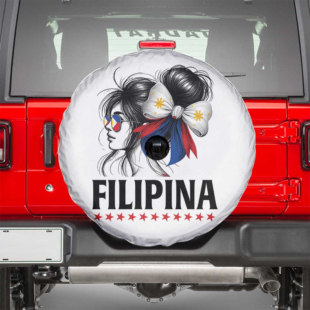 Filipina Girl Philippines Flag Proud Pinay Spare Tire Cover TS11 White Print Your Wear