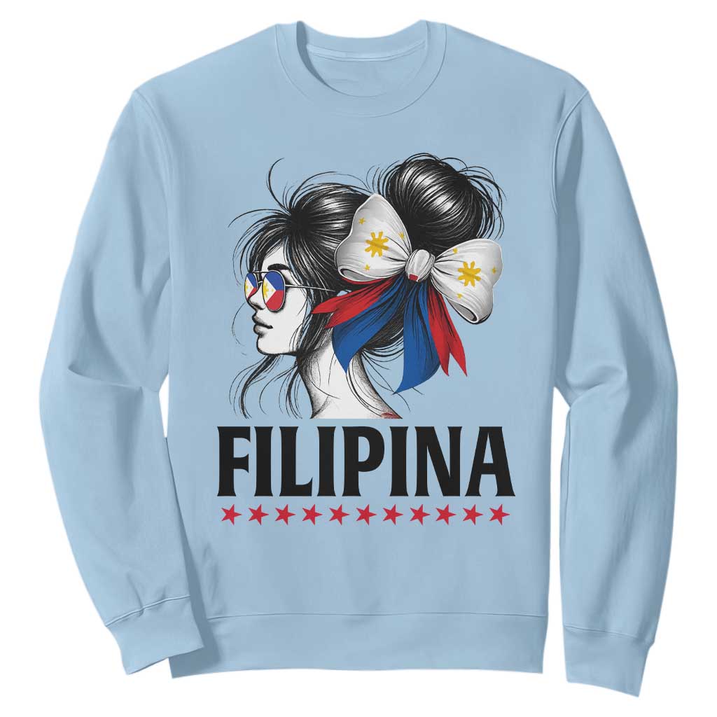 Filipina Girl Philippines Flag Proud Pinay Sweatshirt TS11 Light Blue Print Your Wear