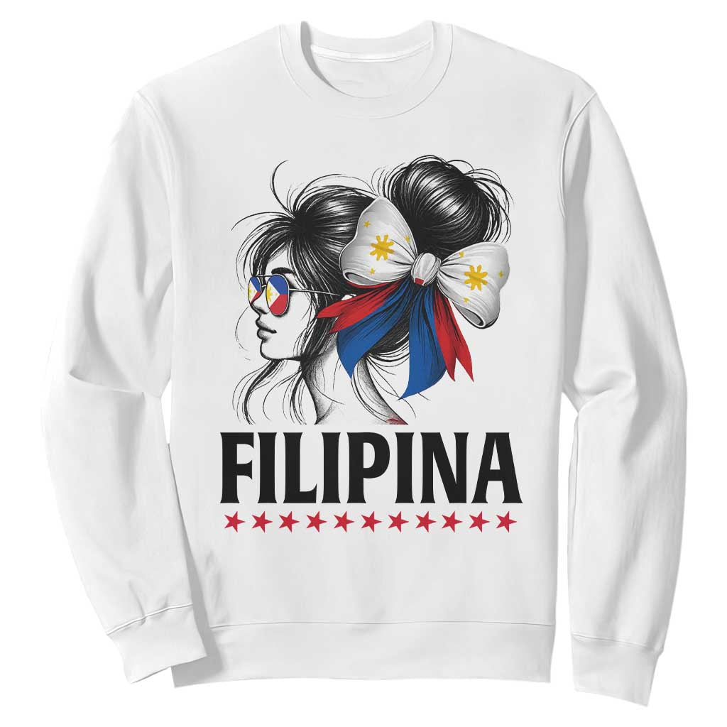 Filipina Girl Philippines Flag Proud Pinay Sweatshirt TS11 White Print Your Wear