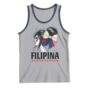 Filipina Girl Philippines Flag Proud Pinay Tank Top TS11 Athletic Heather Navy Print Your Wear