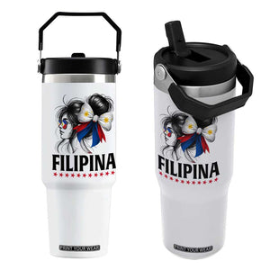 Filipina Girl Philippines Flag Proud Pinay Flip Straw Tumbler TS11 One Size: 30 oz White Print Your Wear